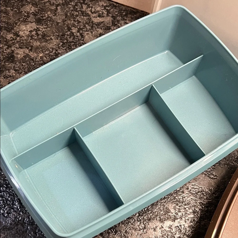 Brown and Blue Storage Containers with Lids